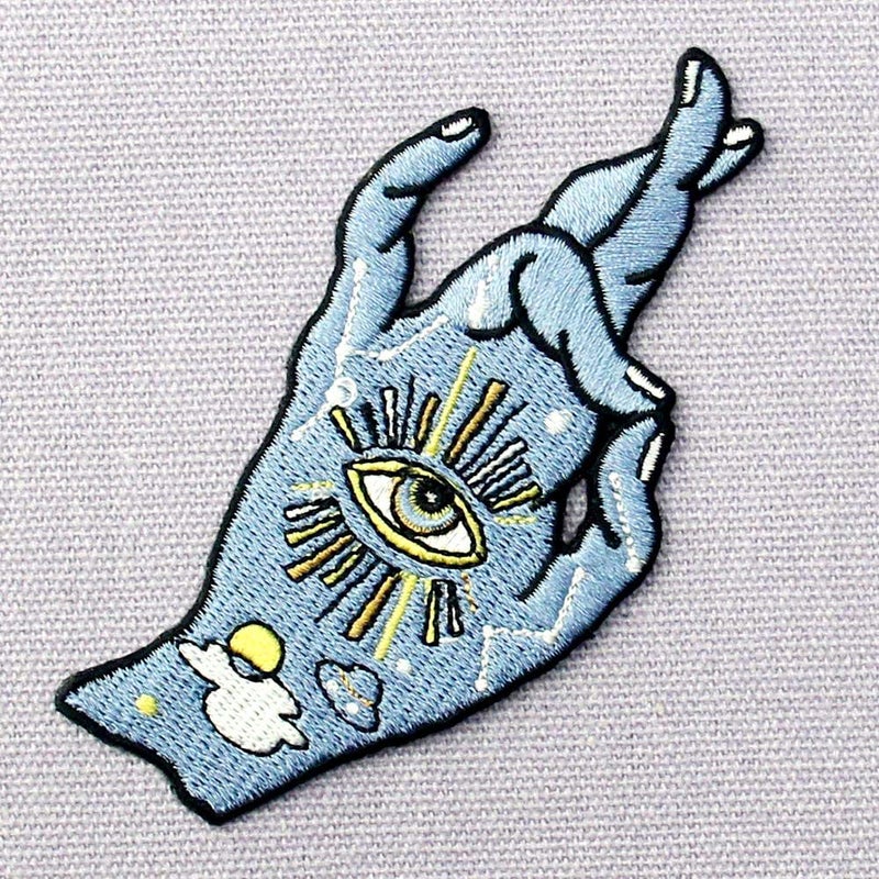 ZEGIN Good Luck I Love You Hand Sign and All Seeing Eyes Patch Embroidered Applique Badge Iron On Sew On Emblem - Image 3